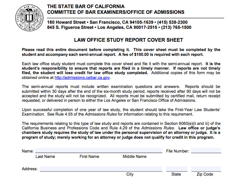 California bar exam first year