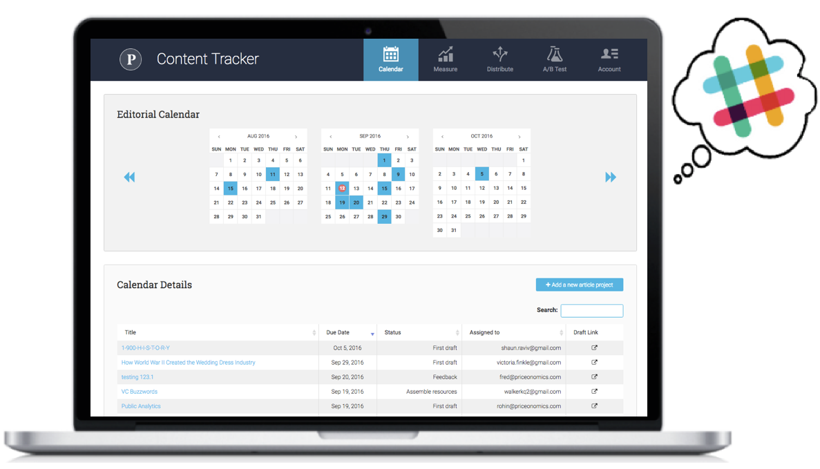 An Editorial Calendar with Slack Reminders A Free Tool by Priceonomics